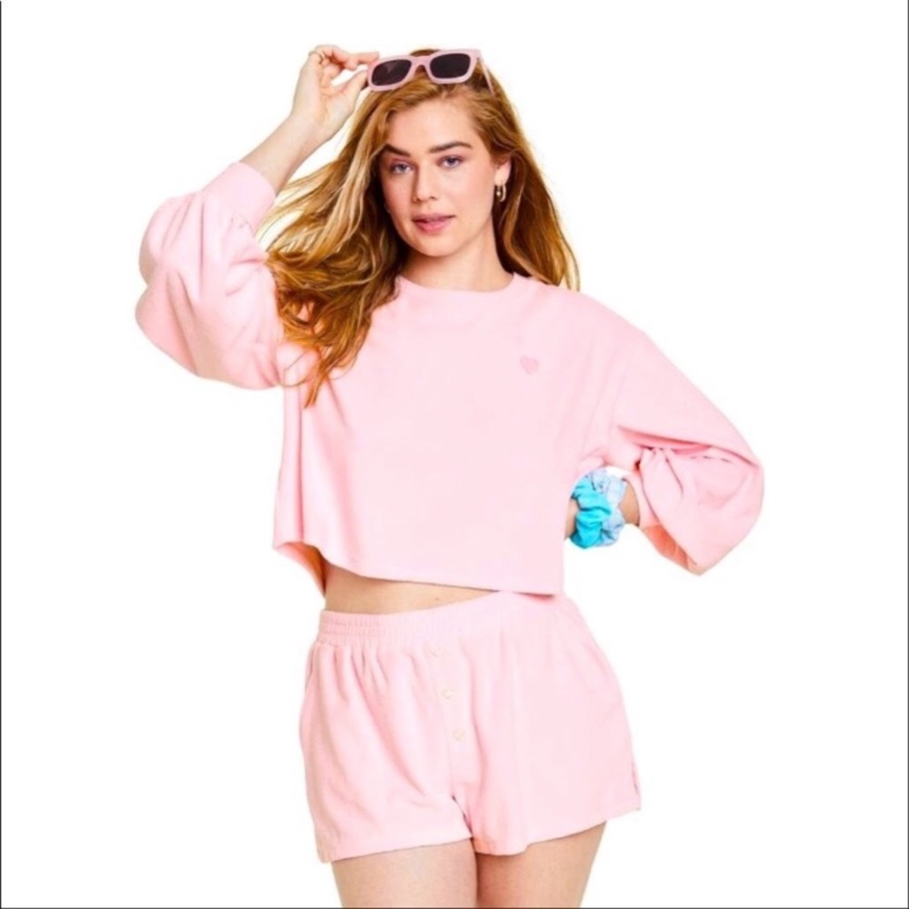 nwt terry cloth cropped sweatshirt